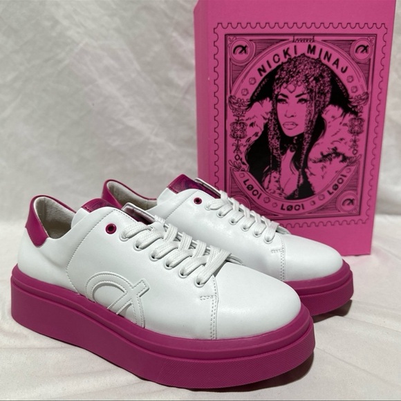 Nicki Minaj Loci The Pink Print White Fushia Purple Shoes New Womans Designer - Picture 1 of 12